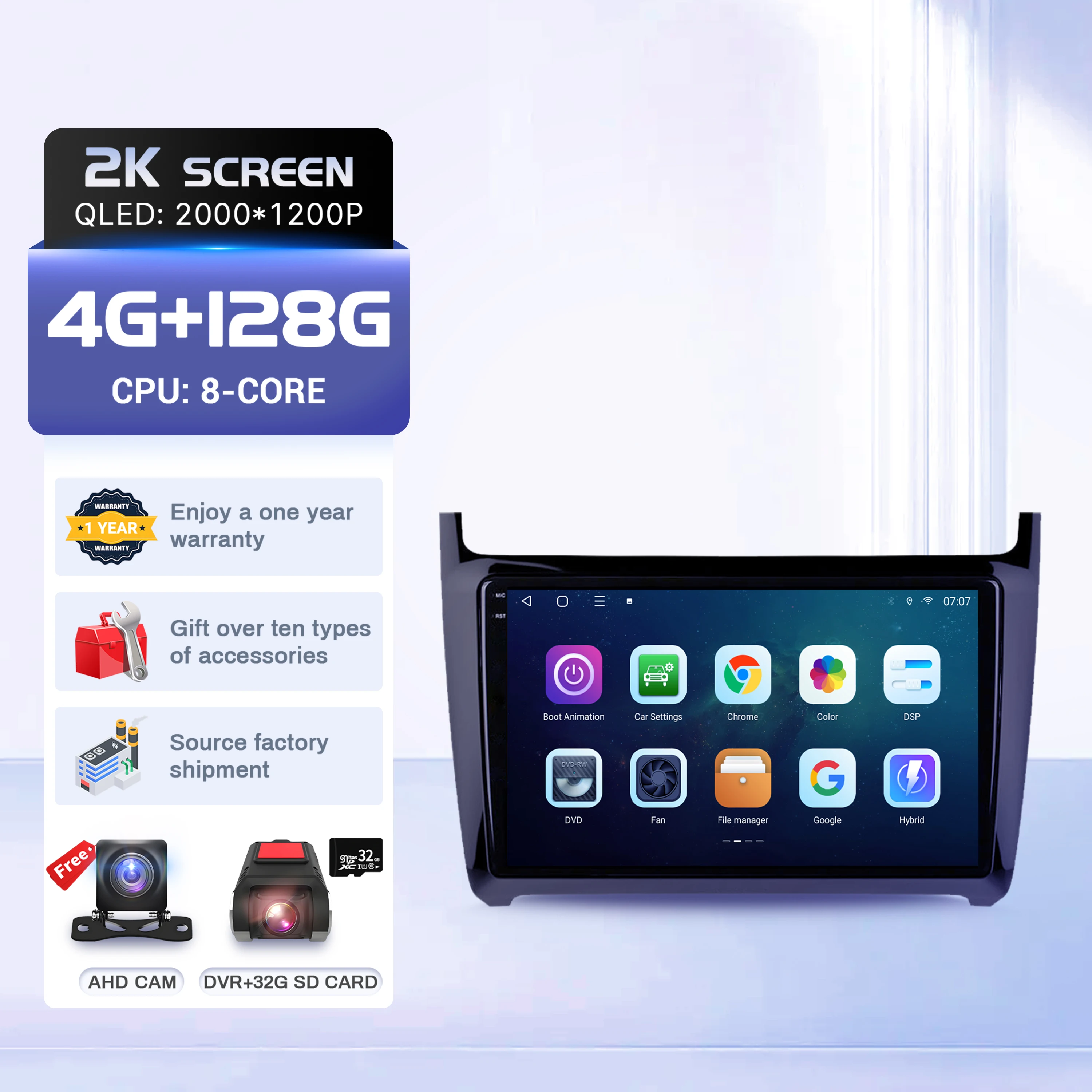 9 inch autoradio voor Volkswagen Polo 5 Sedan 2008-2020 Android 16 draadloze BT Carplay multimedia navigatie touchscreen 2K QLED scherm