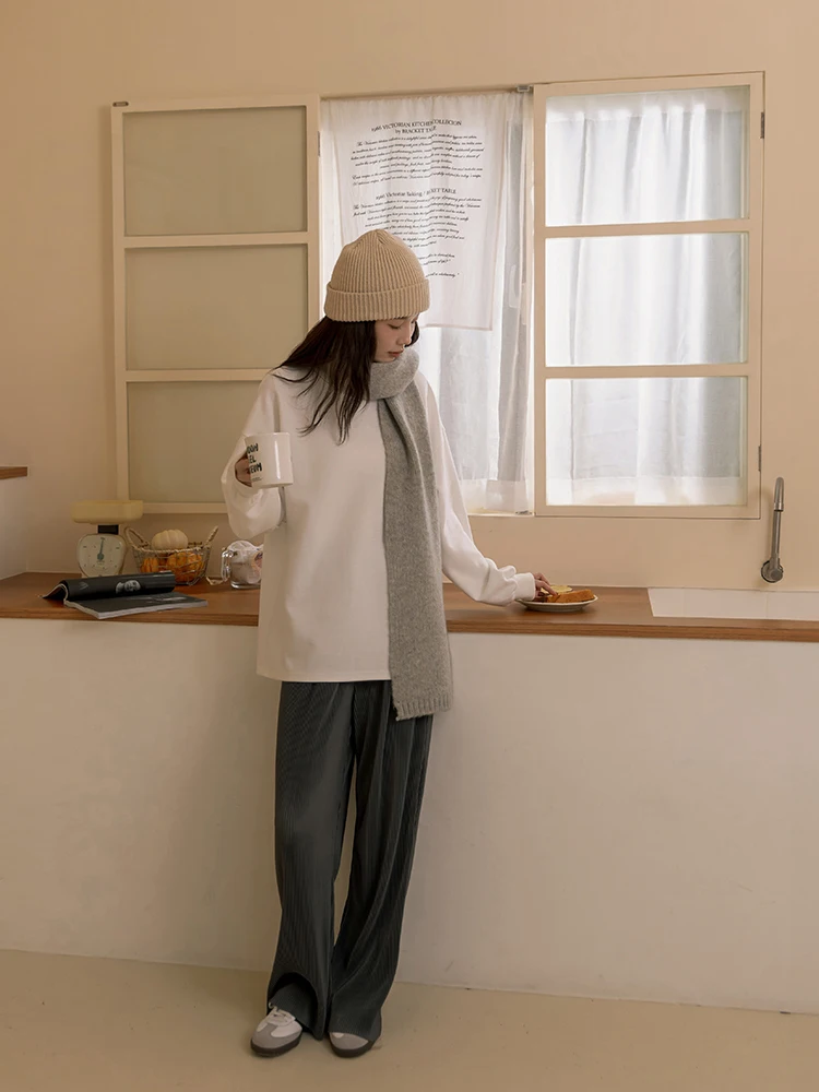 

Глянцевые матовые широкие брюки Queenop, женские новые осенне-зимние модные простые брюки с высокой талией из полиэфирного волокна