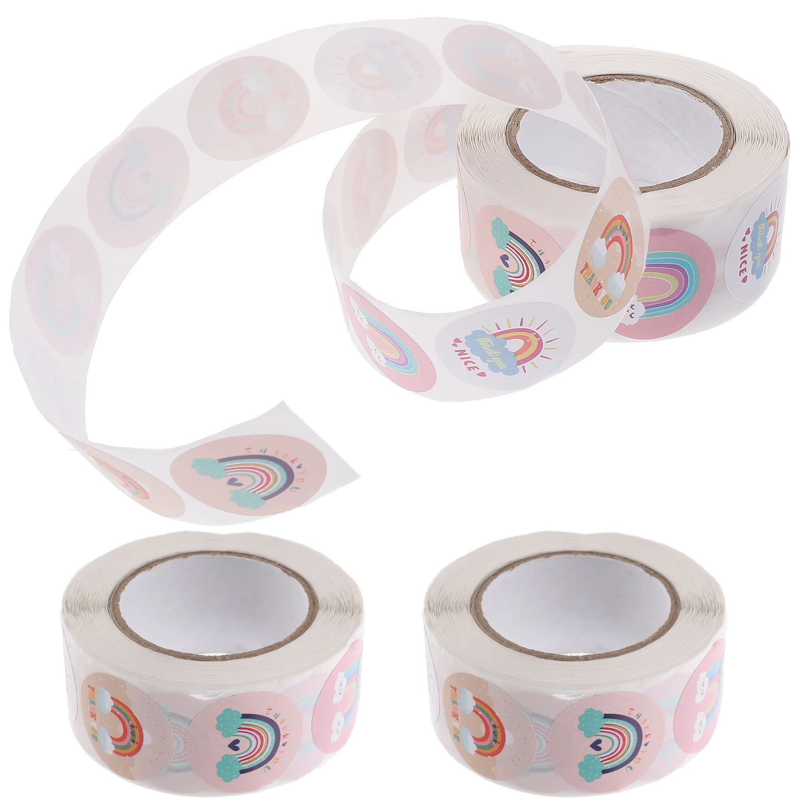 

3pcs 3 Rolls Birthday Greeting Round Sealing Labels For Packaging Envelope Thank You Adhesive Stickers Household Multi-Function
