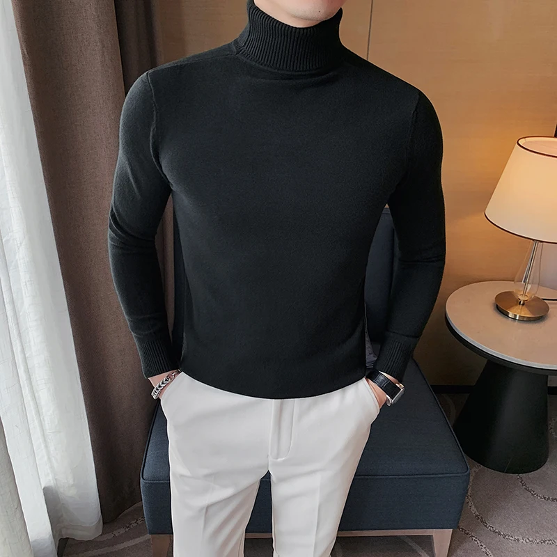Men's High Collar Slim Knit Sweater - usage example