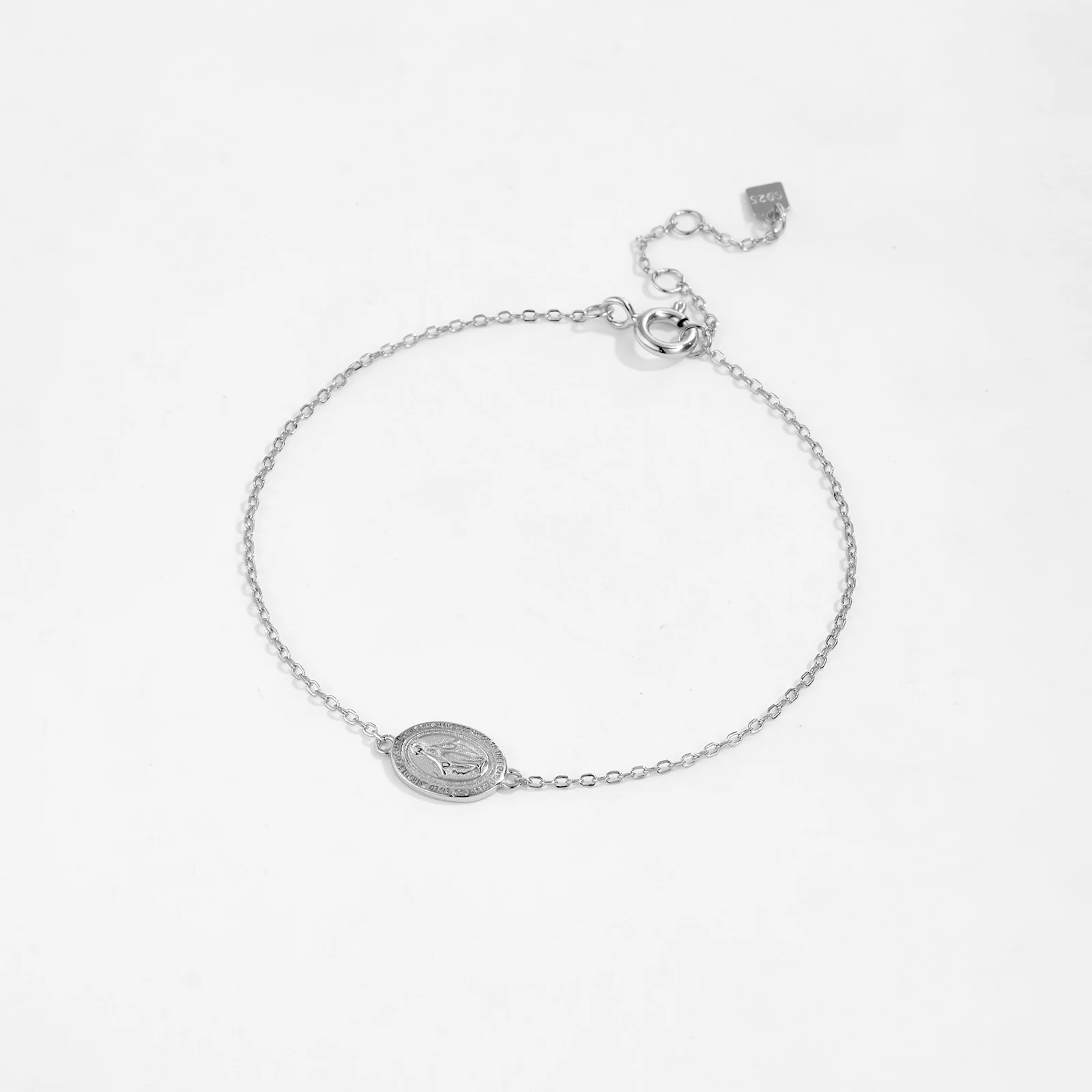 ANDYWEN 925 Sterling Silver Gold Virgin Mary Charm Chain Bracelet Luxury Women 2024 Fashion Exquisite Fine Punk Jewelry