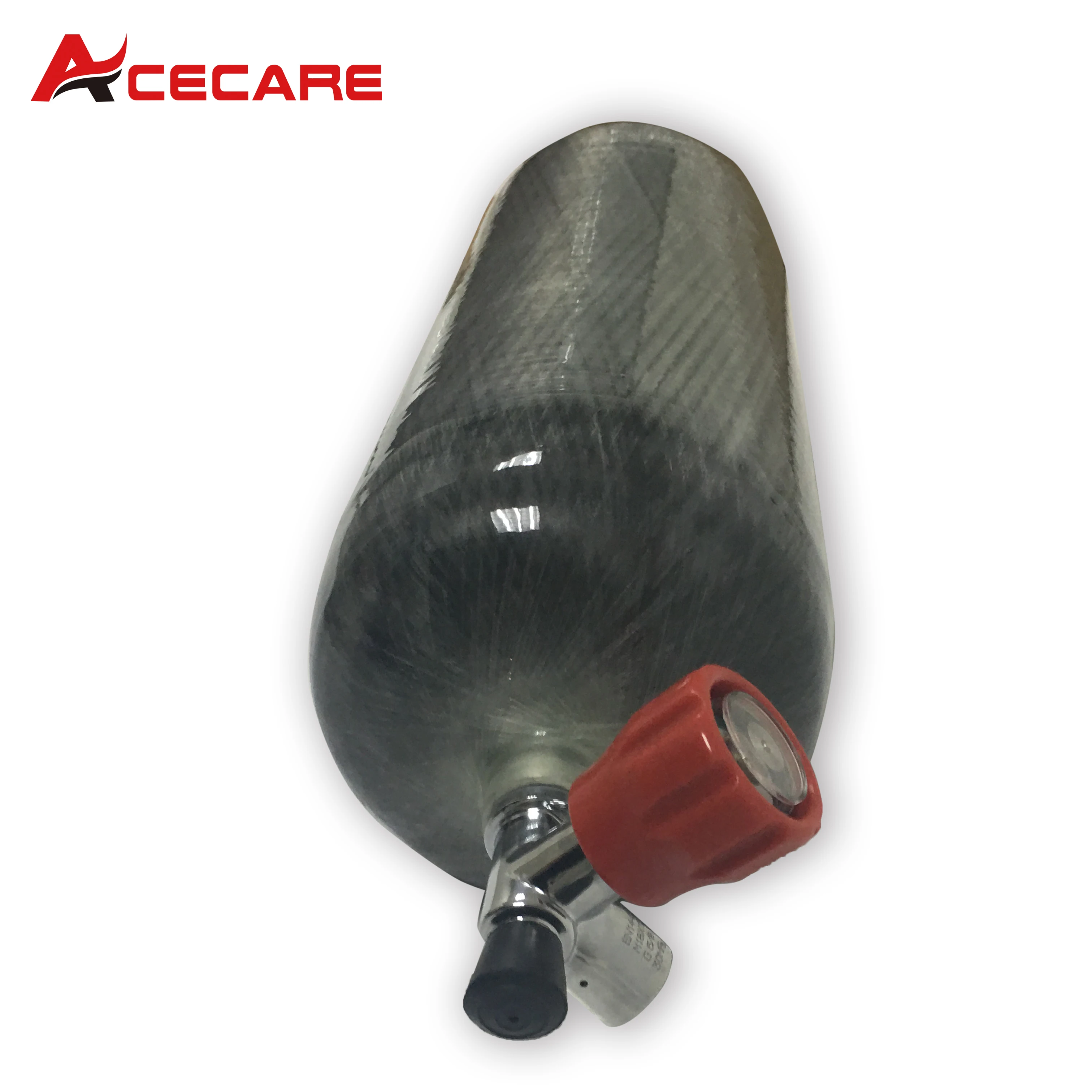 Acecare 9L اسطوانة من ألياف الكربون 300bar 4500psi 30mpa ارتفاع ضغط خزان الهواء مع صمام قياس لغوص السكوبا