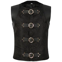 Men Vintage Pirate Vest Medieval Sleeveless Knight Cosplay Performance Hallowen Party Role Play Costume