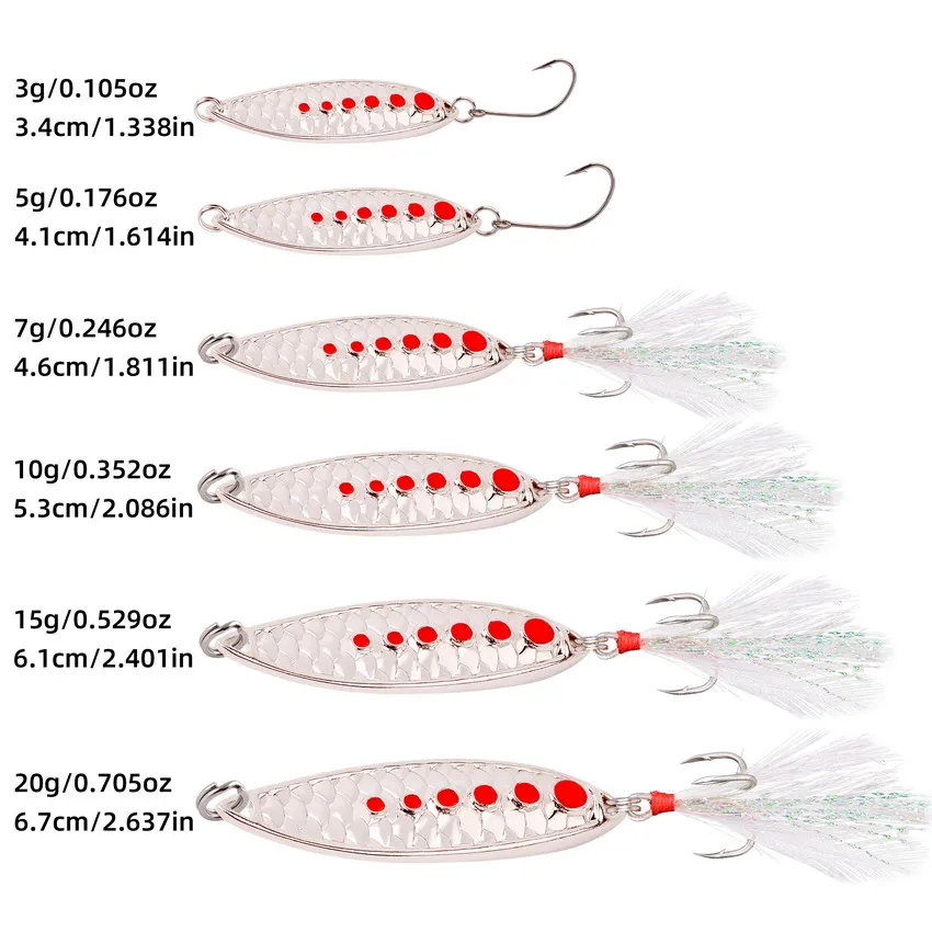 12Pcs Metal Spinner Spoon Fishing Lure3/5/7/10/15/20g Hard Bait Noise Paillette Artificial Bait Ascesorios Pesca Carp Fishing