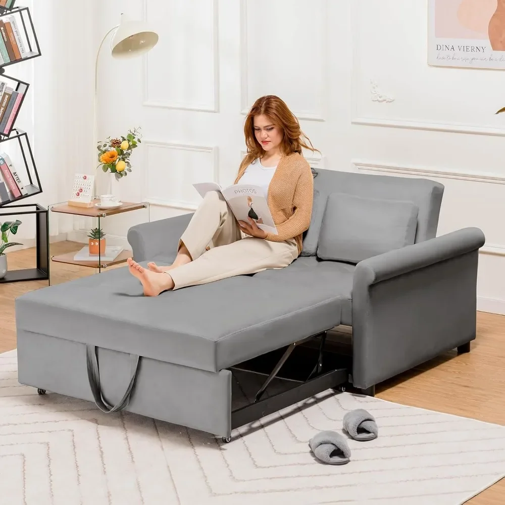 XMSJ 55 "Ranjang Sofa tidur, Sofa tarik 3-in-1 dengan sandaran dan bantal yang dapat disesuaikan, Sofa tidur Convertible, Sofa Hotel