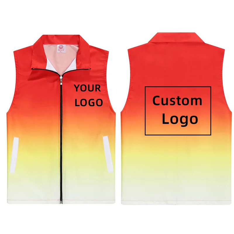 

Custom Free Logo Gradient Color Vest Volunteer Men's and Women's Workwear Uniform Printed Text Advertising Clothing Jacket Tops