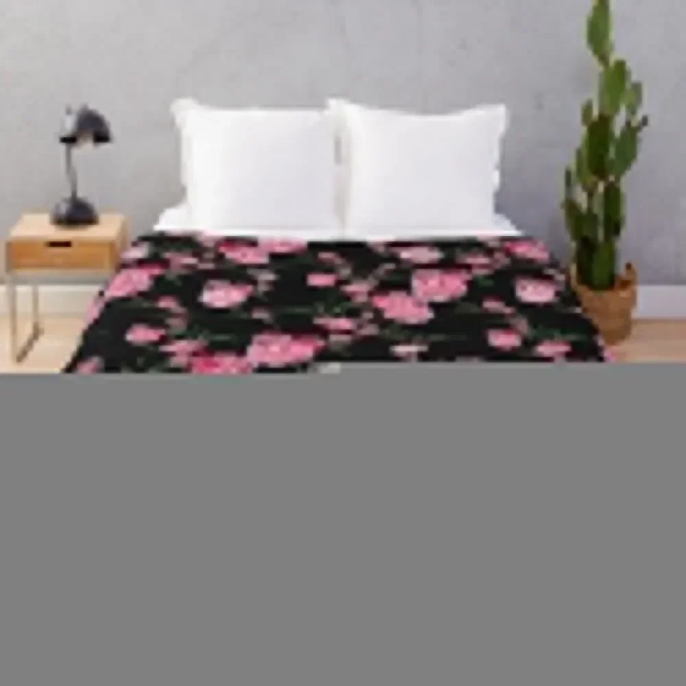

Flower pink peony Throw Blanket All Weather Soft Throw Blanket for Sofa