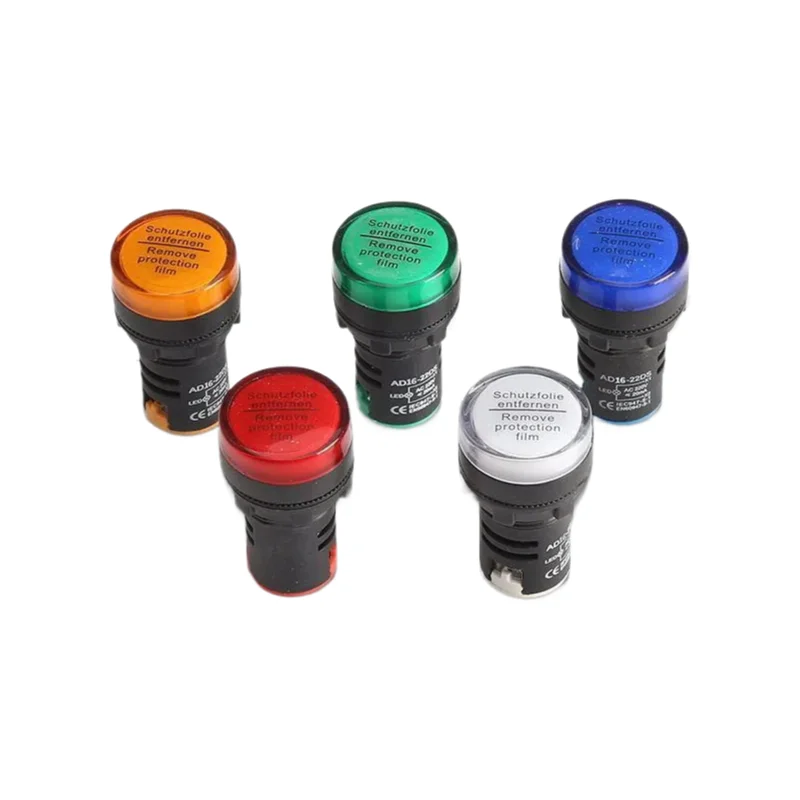 AD16-22DS 22mm LED Power Indicator Light Red/Green/Yellow/Blue/White, Universal 12V/24V/220V/380V Signal Lamp