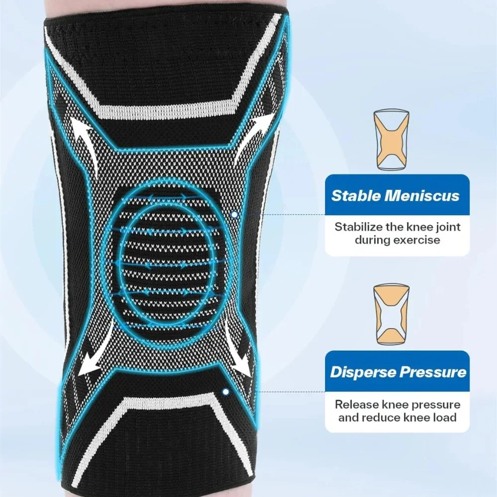 

Customized Basketball Sport Knee Brace Elastic Anti Slip Protective Compression Knee Sleeves 3d Knitting Knee Support Brace