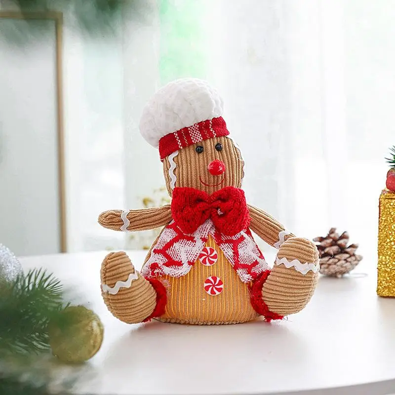 Pão de gengibre luz noturna acender brinquedo de gengibre com chapéu de cozinheiro 26cm/10 polegada biscoito boneca de pelúcia natal brinquedo de pelúcia festivo