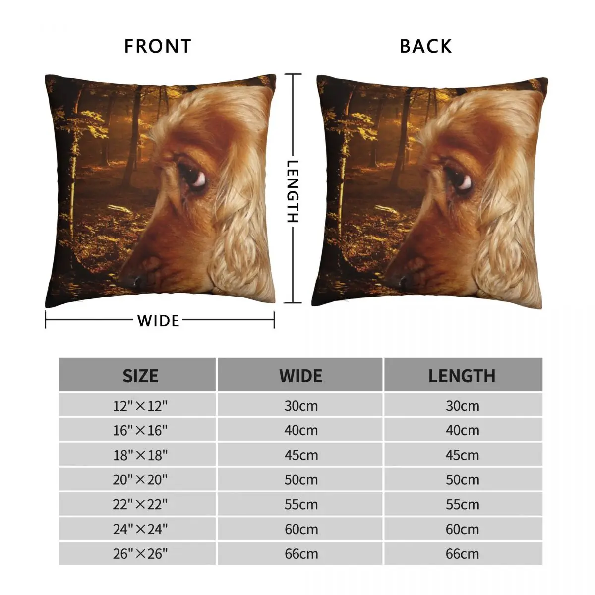 Dog English Cocker Spaniel Square Pillowcase Polyester Linen Velvet Creative Zip Decor Sofa Seater Cushion Cover Wholesale