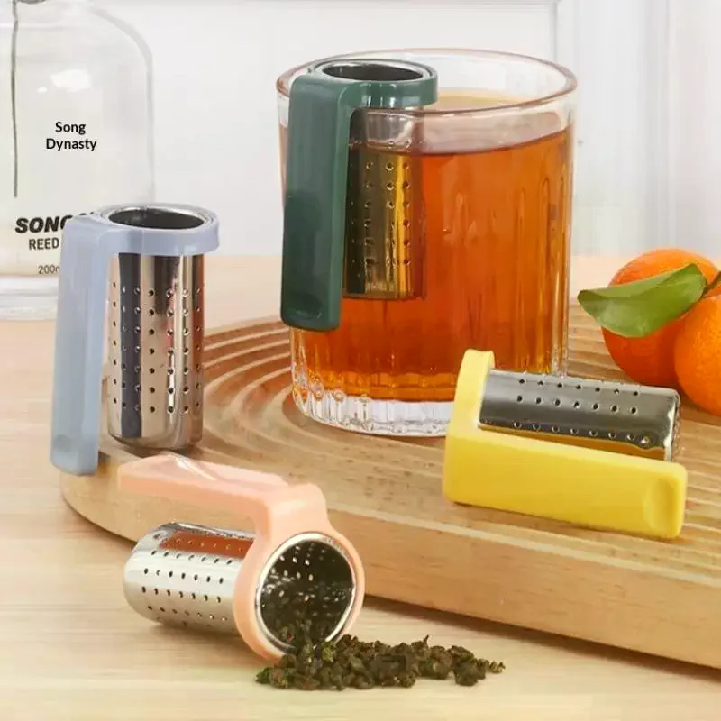Creative Stainless Steel Clip Hanging On Cup Tea Strainer Cup Clamp Tea Infuser With Handle Fine Filter For Home Office Daily view 3