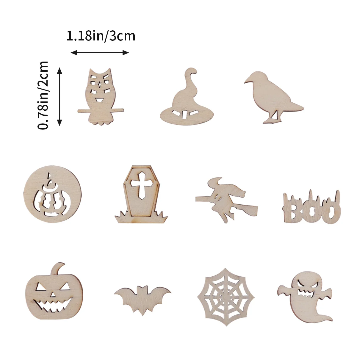 100 قطعة رقاقة الكتابة على الجدران الخشبية للهالوين قطع حرفية خشبية غير مكتملة DIY بها بنفسك الاطفال اللوحة لوازم الديكور رقاقة خشبية لتقوم بها بنفسك الفنون