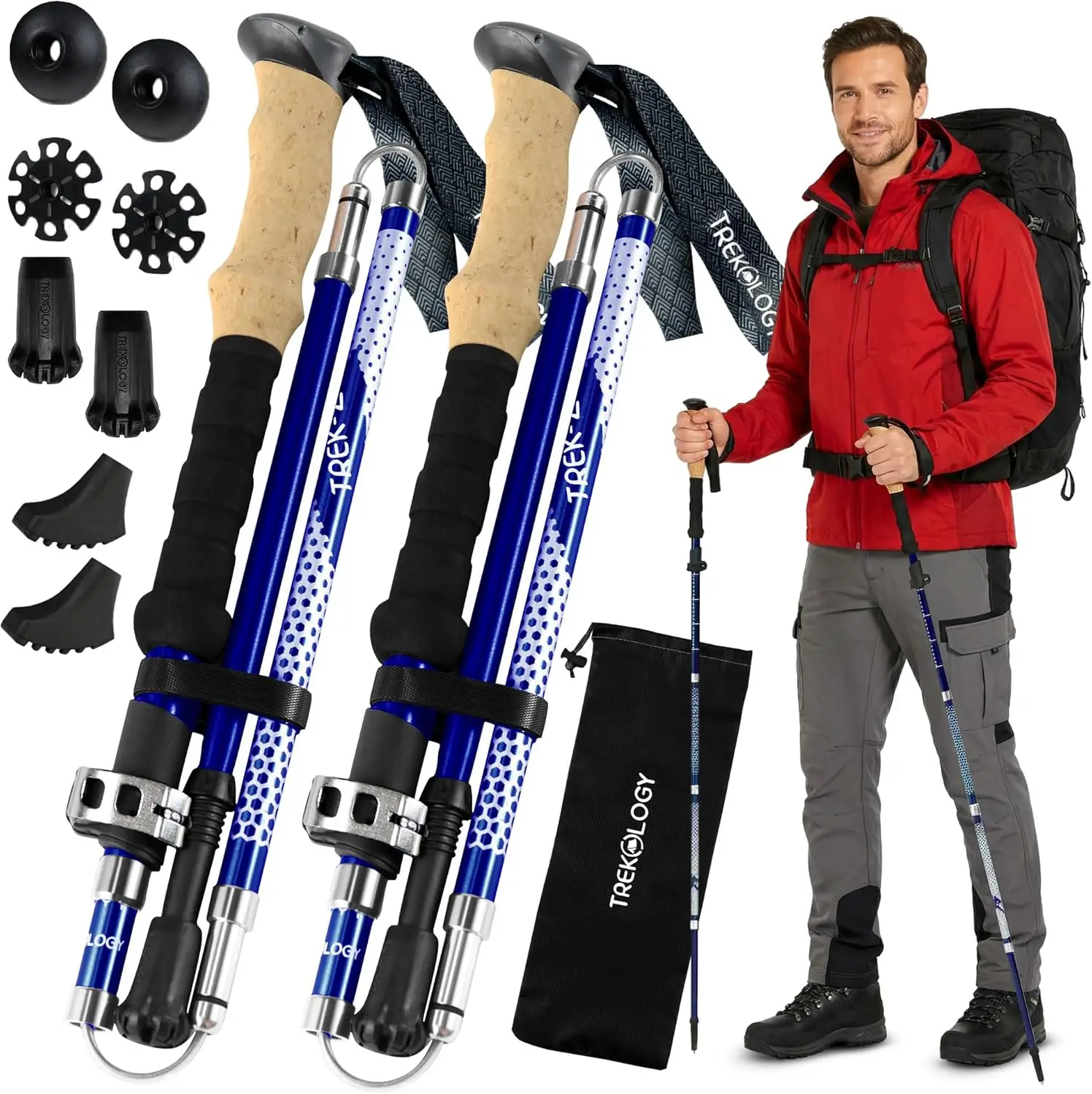 

Collapsible Hiking & Trekking Poles - Balance Support for Seniors, Women, and Men, 2pc Per Set