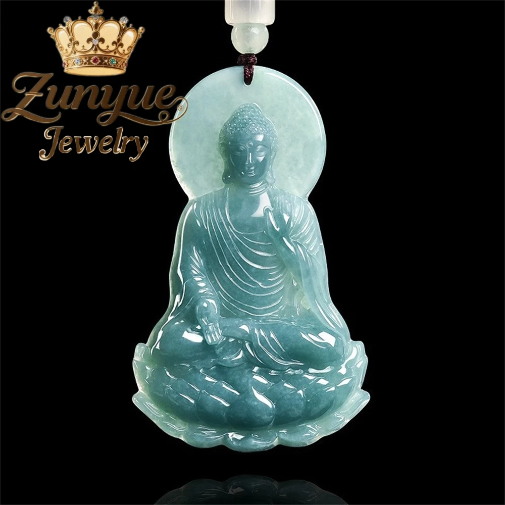 

Natural Blue Water Ice-type Jadeite Buddha Pendant Luxury Quality Fashion Fine Jewelry Amulets And Mascots Exquisite Popular