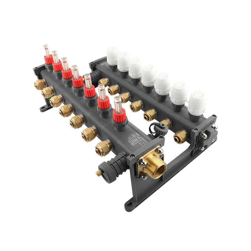 Source manufacturer sells water and floor heating manifolds for HVAC systems with dedicated electric heat valve thermostats