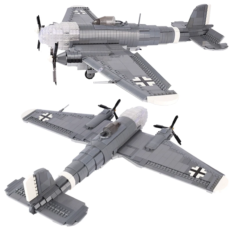 WW2 Germany Military Aircraft Fighter Model Building Blocks Heinkel He 111 Bomber Weapons War Scene Bricks Assemble Toys Gift