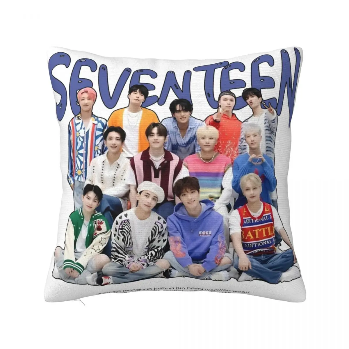 Seventeens-funda de cojín con estampado de grupo Kpop Idol, cubierta de almohada cuadrada, varios tamaños, Y2K, decoración del hogar