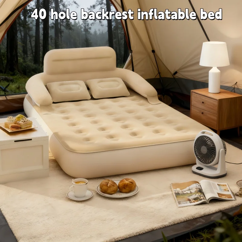 Outdoor Multi Specification Two Person Camping Inflatable Bed Portable Backrest Plush Inflatable Sofa Air Cushion Bed, Home Nap