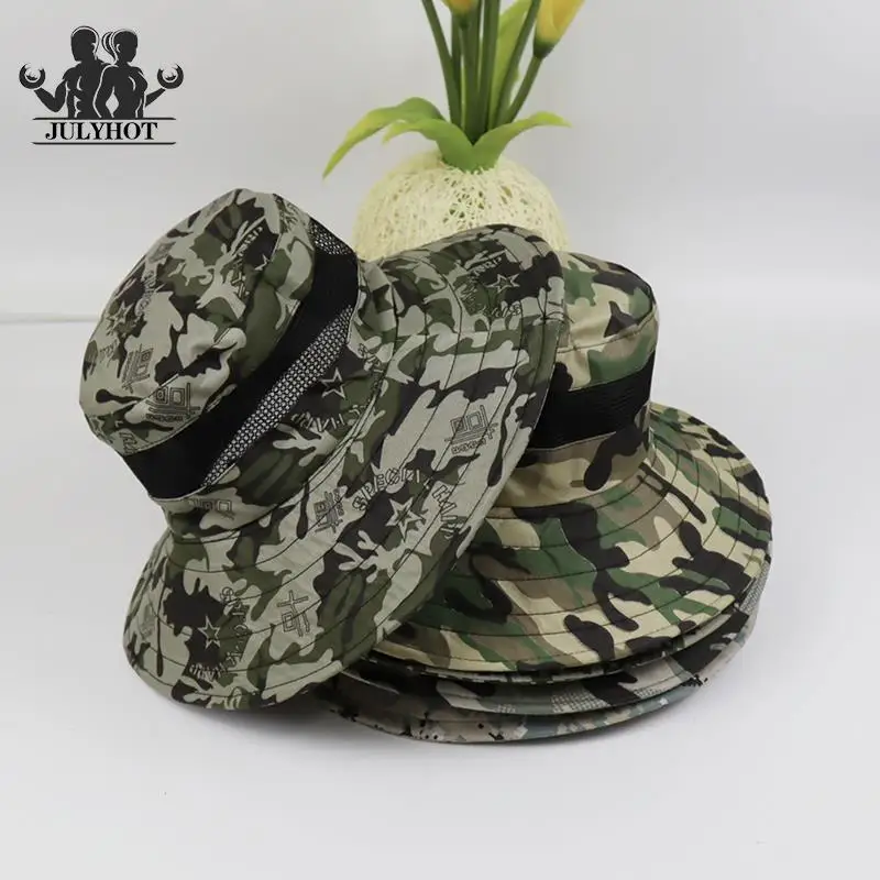 Tactical Camouflage Bucket Hats Men Women Summer Sunproof Breathable Camping, Fishing, Hiking, Military Exercise Cap Hat