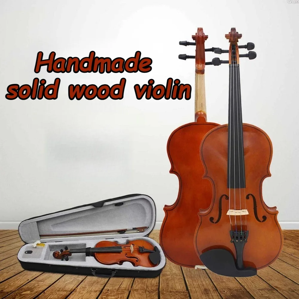 

Solid Wood 4 /4 Professional Violins 1/8 Children Musical Instrument Handmade Violin for Adults 3/4 Stringed Instruments