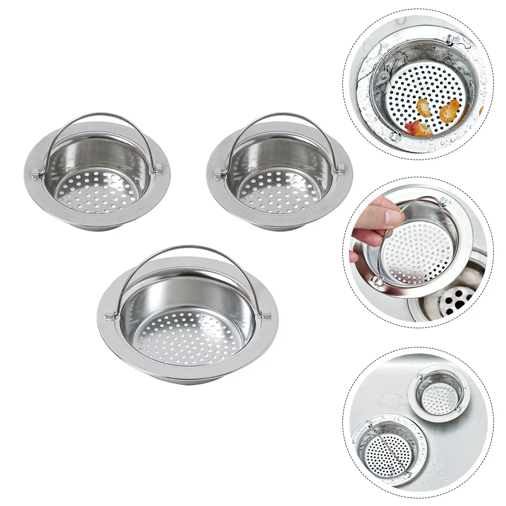 

3Pcs Sink Strainer Mesh Stainless Steel Kitchen Drain Catcher Fine Hole Design Fast Drainage Filter for Sink Floor Drain Home