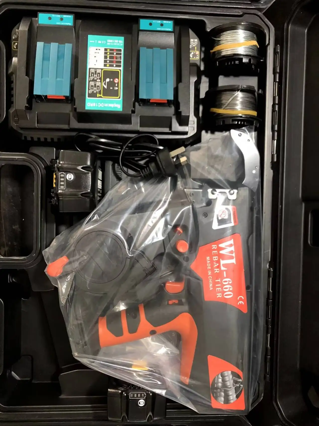 เครื่องมือผูกเหล็กเส้นแบบแมนนวล WL-660 เครื่องผูกลวดเหล็กเส้นขับเคลื่อนด้วยแบตเตอรี่