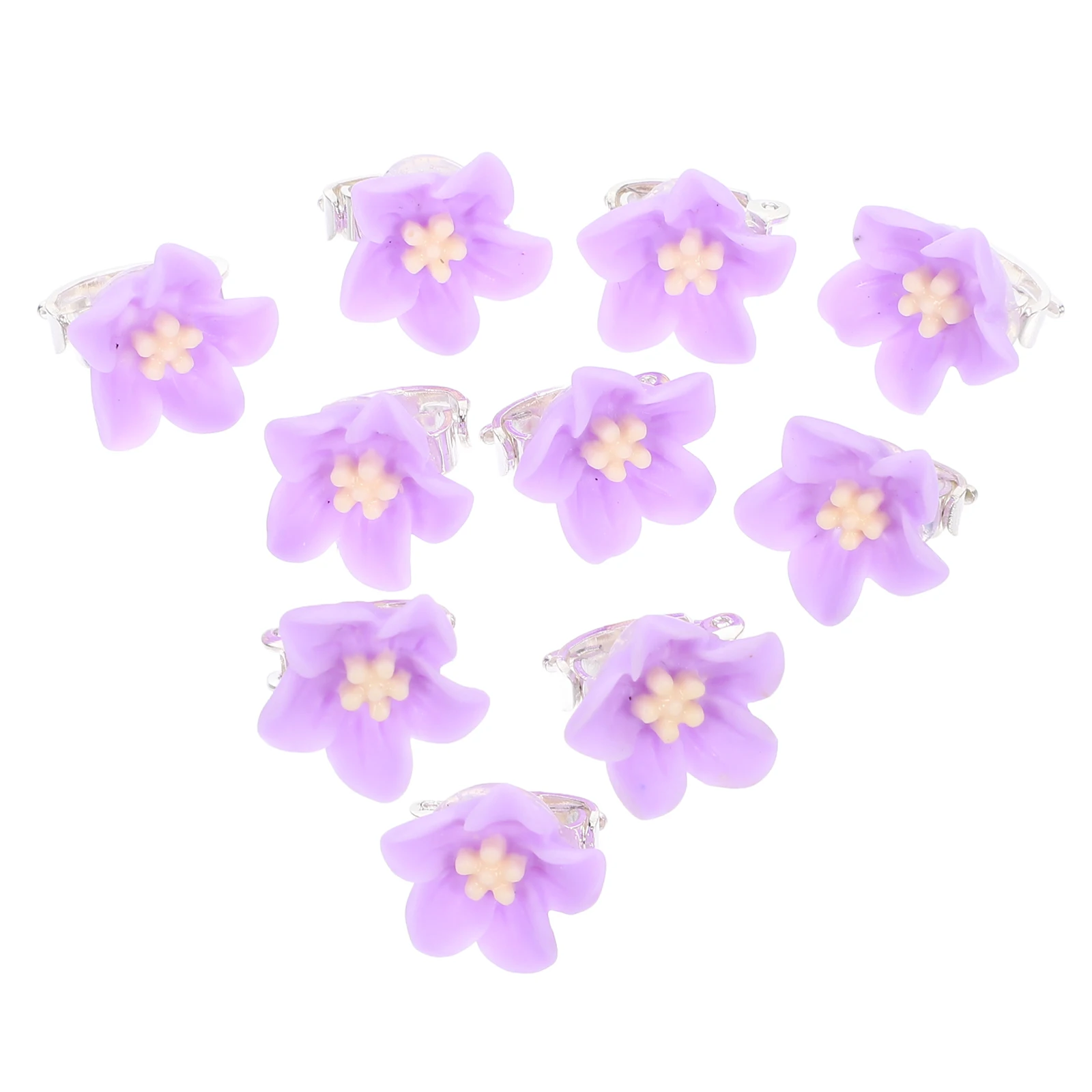 

10pcs Lily Flower Hair Clips Mini Violet Resin Zinc Alloy Girls Hair Accessories Wedding Party Office School Durable Practical