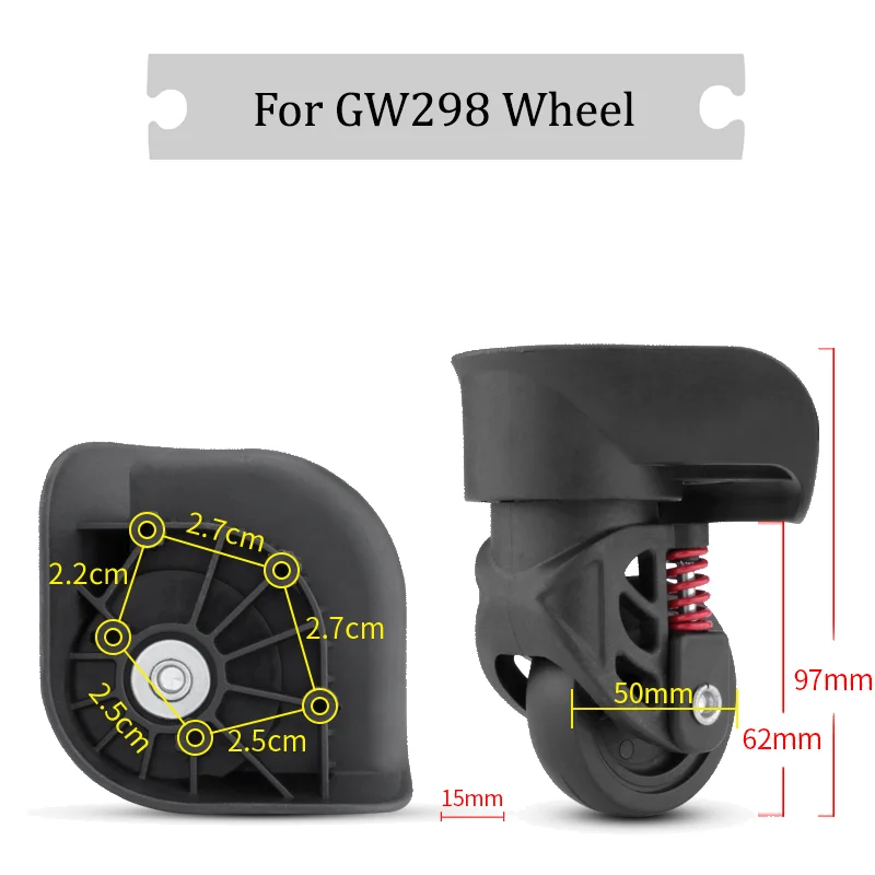 

For GW298 Black Universal Wheel Replacement Suitcase Silent Smooth Shock Absorbing Durable Convenient Accessories Caster Wheels