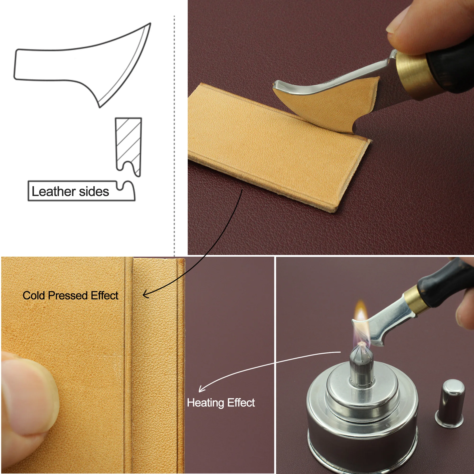 Leather Edge Creaser Tools, Shallow Slot Edge Lineer Stainless Steel for Leathercraft Crimping Working Arch Groove Hot Pressure