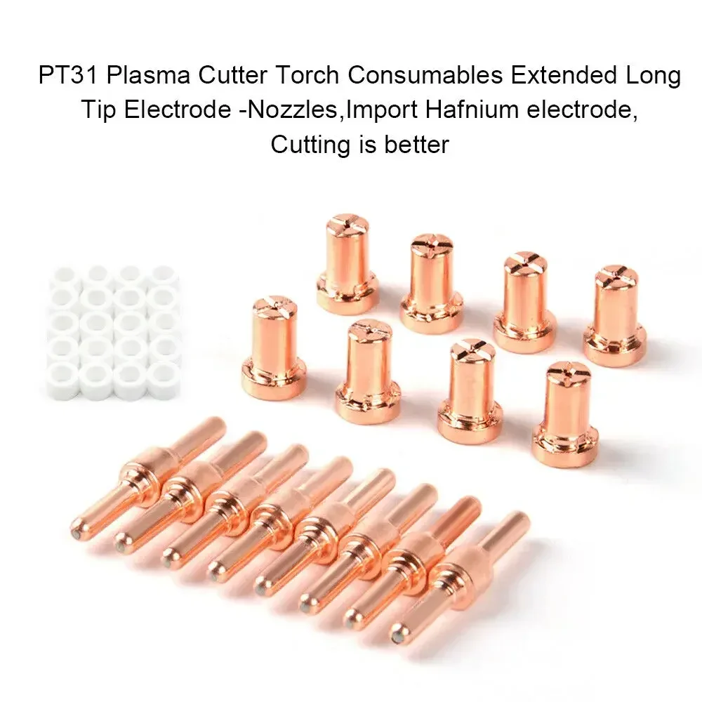 

60Pcs Plasma Cutter Nozzle Tips Consumables For LG-40 PT-31 LG-40 PT-31 Cutting Torch CUT40 CUT50 Plasma Cutting Machine Tool