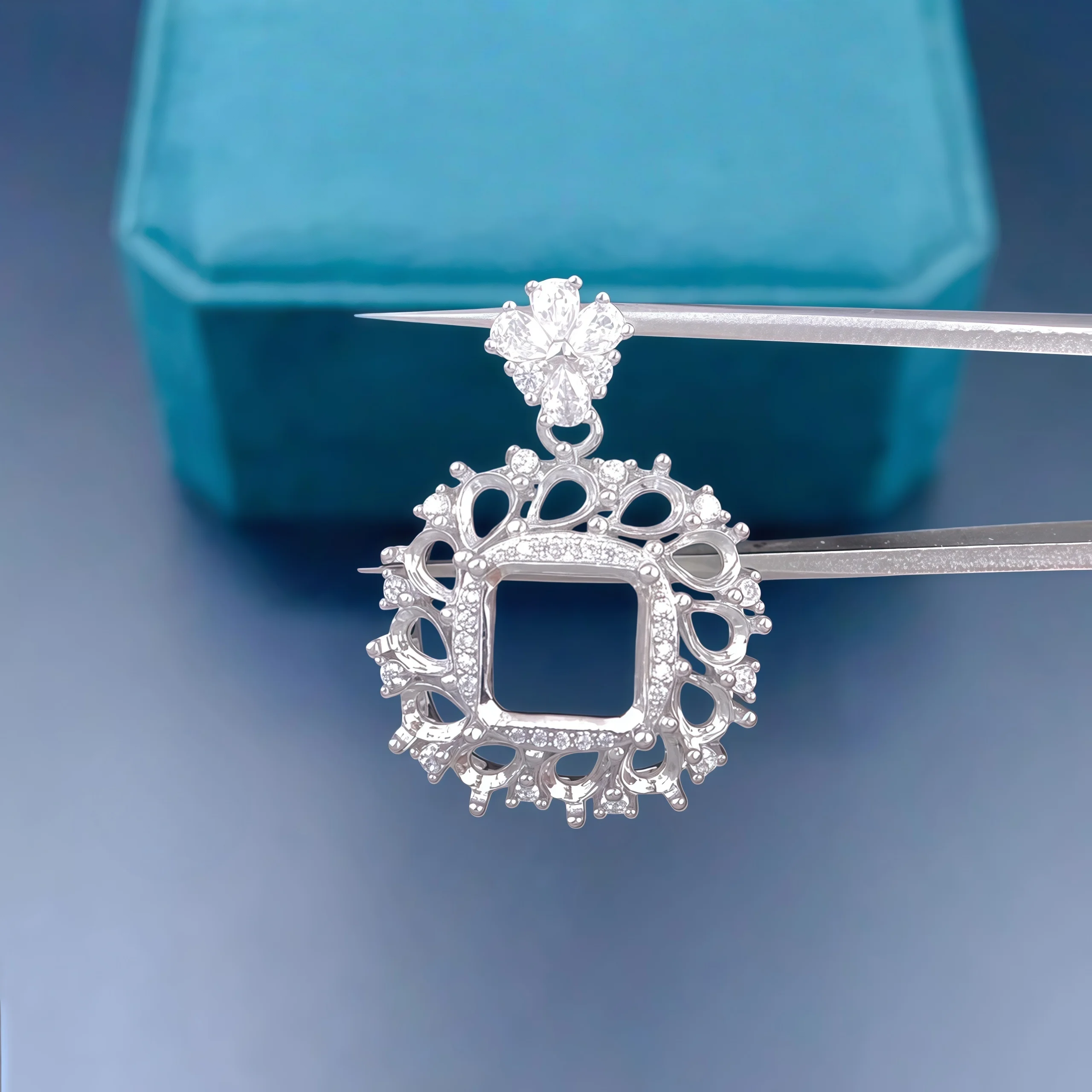 

Модный пустой держатель для подвески «сделай сам», стерлинговое серебро S925, 8 мм, квадратный камень, изысканный роскошный дизайн, очаровательные ювелирные изделия для женщин