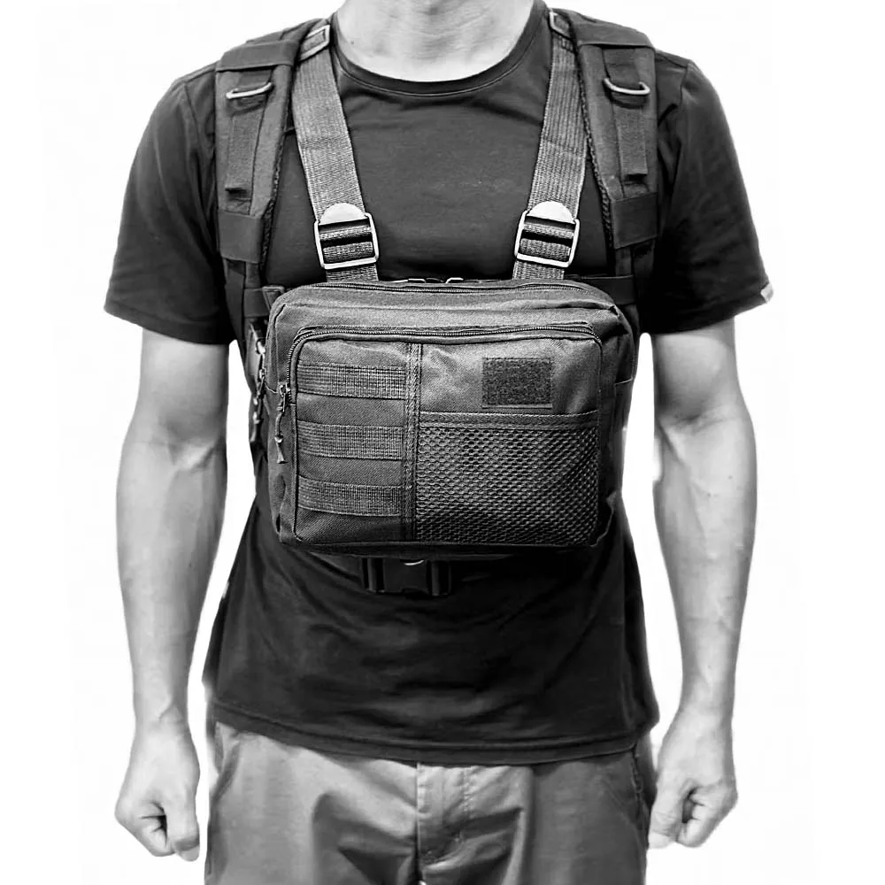 

Breast Pack Tactical Front-Mounted Black Running Large Capacity Outdoor Mountaineering Quick Response Bag Hunting Holiday Gifts