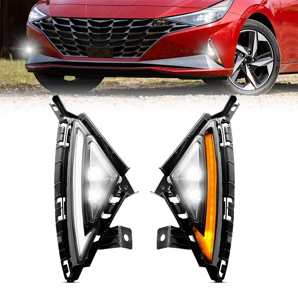 

LED Fog Lights for Hyundai Elantra 2022 2003 2024 with DRL Turn Signals Lights Fog Lamps Assemblies w/Switch & Wiring Harness
