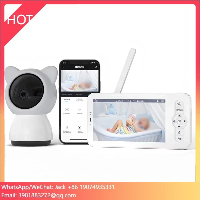 

Hot Selling 5.0 Inch Baby Camera Remote Pan Tilt Zoom and Night Vision 1080P Wifi Baby With APP