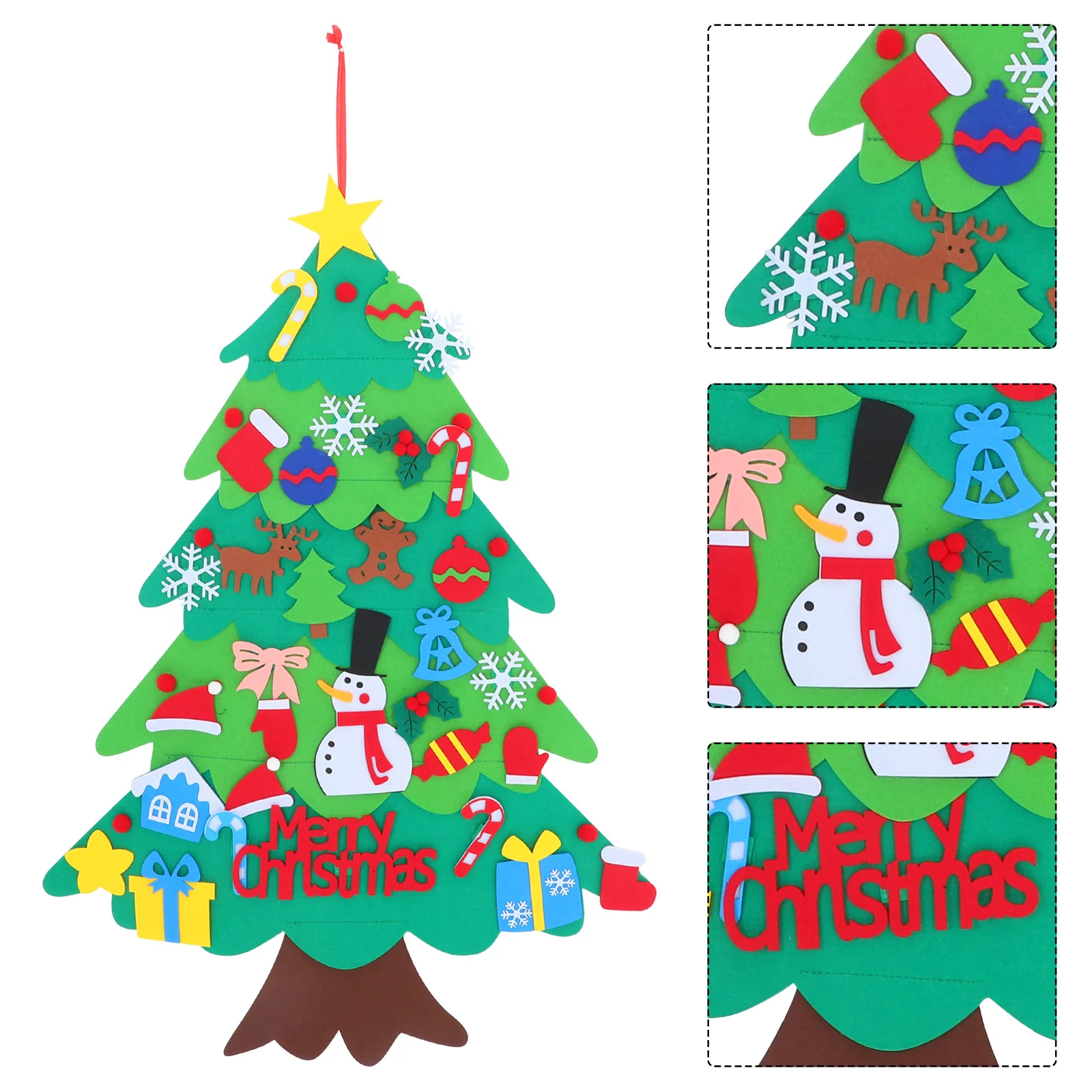 

1Set Wall Hanging Felt Christmas Tree with 32 Detachable Holiday Ornaments Compact Festive Decor for Small Spaces Family Bonding