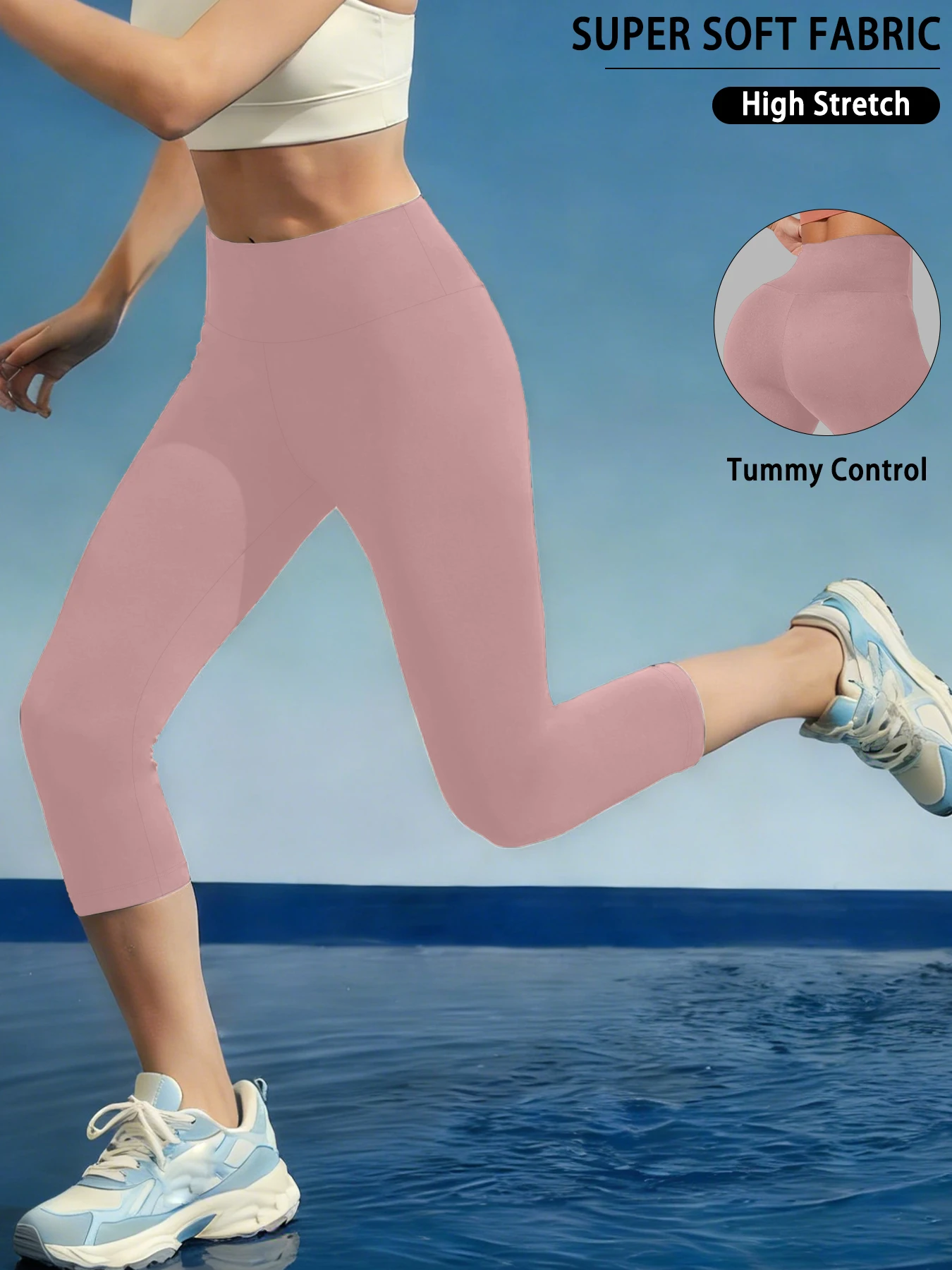 

Women's High Waisted Capri Pants Super Soft No See Through Workout Yoga Running Athletic push up gym fitness Leggings