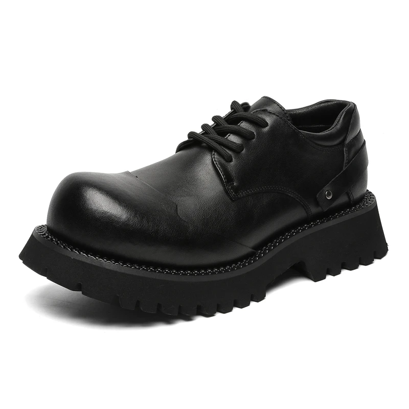 

Men Derby Shoes PU Thick Bottom Round Head Comfortable Trendy Business Casual Men Shoes Size 38-46