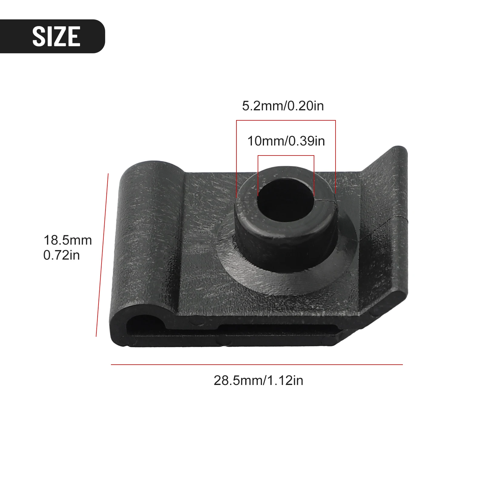 Practical U Nut Front Fender Liner Clip For Toyota 53879-22010 Nylon Material 1/4 Inch Screw 19mm Width 29mm Length