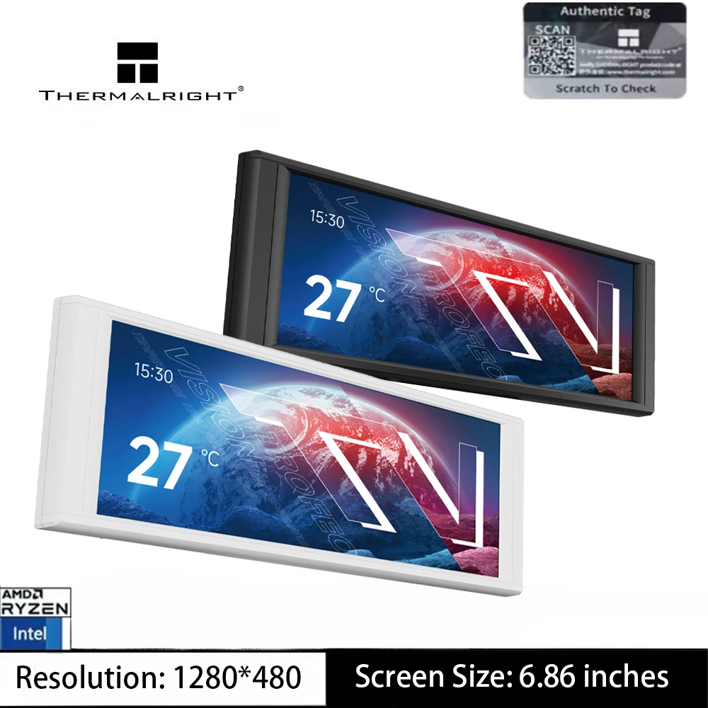 

Thermalright TROFEO VISION LCD White Разрешение 1280*480, 6,86-дюймовый полноцветный ЖК-дисплей, поддержка USB Type-C, магнитный чехол