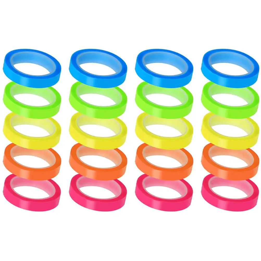 20 Rolls 0.6cmx5m 0.8cmx5m Transparent Highlighter Tape Multi Function Page Markers School Supplies Colored