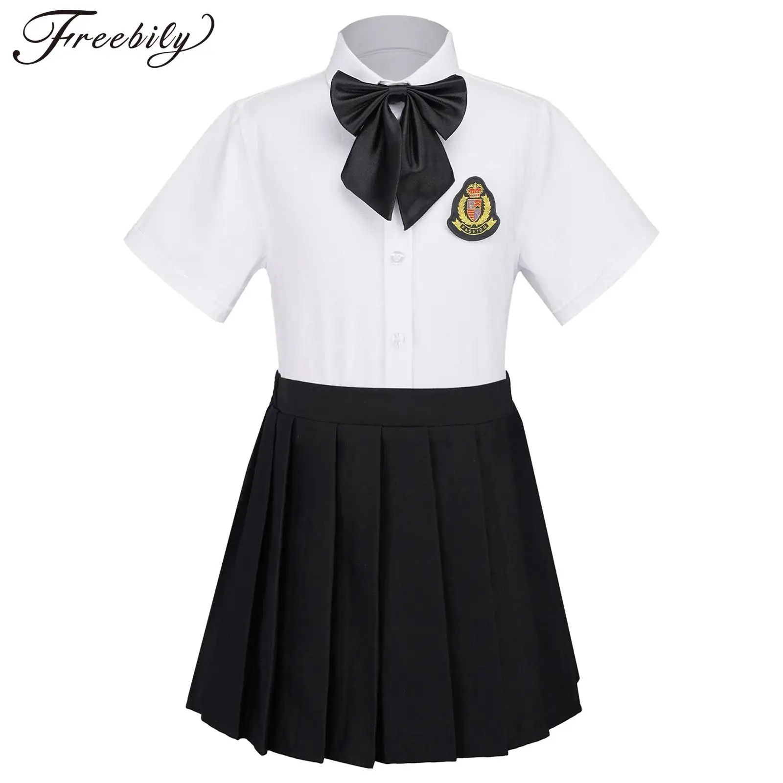 

Girls School Costume Schoolgirls Uniform Children Choir Performance Outfit Kids Student Shirt + Pleated Skirt Suits Stage Wear