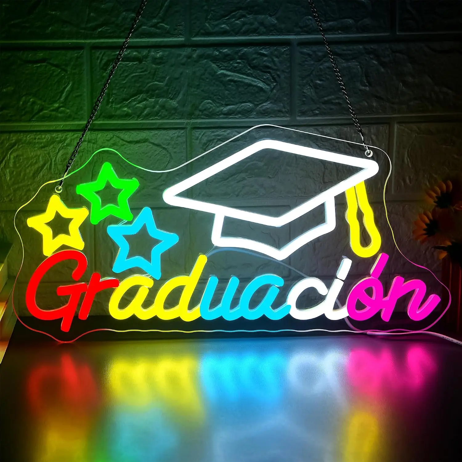 Graduacion Neon Sign Graduation Cap Spanish LED Neon Light Party Fiesta Bedroom Home Decor Christmas Gift USB Powered