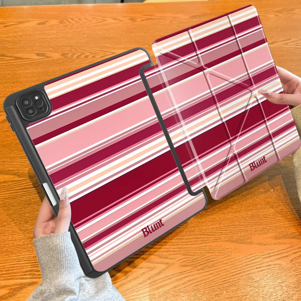 Color Stripe Print With Pen Slot Cover Tablet Case For iPad 11th Mini 7 6 5 12th Air 8 M2 M3 3 9th 10th Gen Pro M4 13 2025 2026