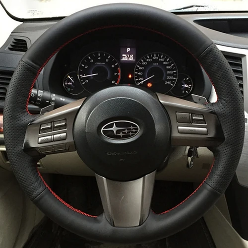 Funda trenzada personalizada para volante de coche, accesorio Interior para Subaru Outback 100%, 2010, 2011, Legacy 2012-2009, 2012