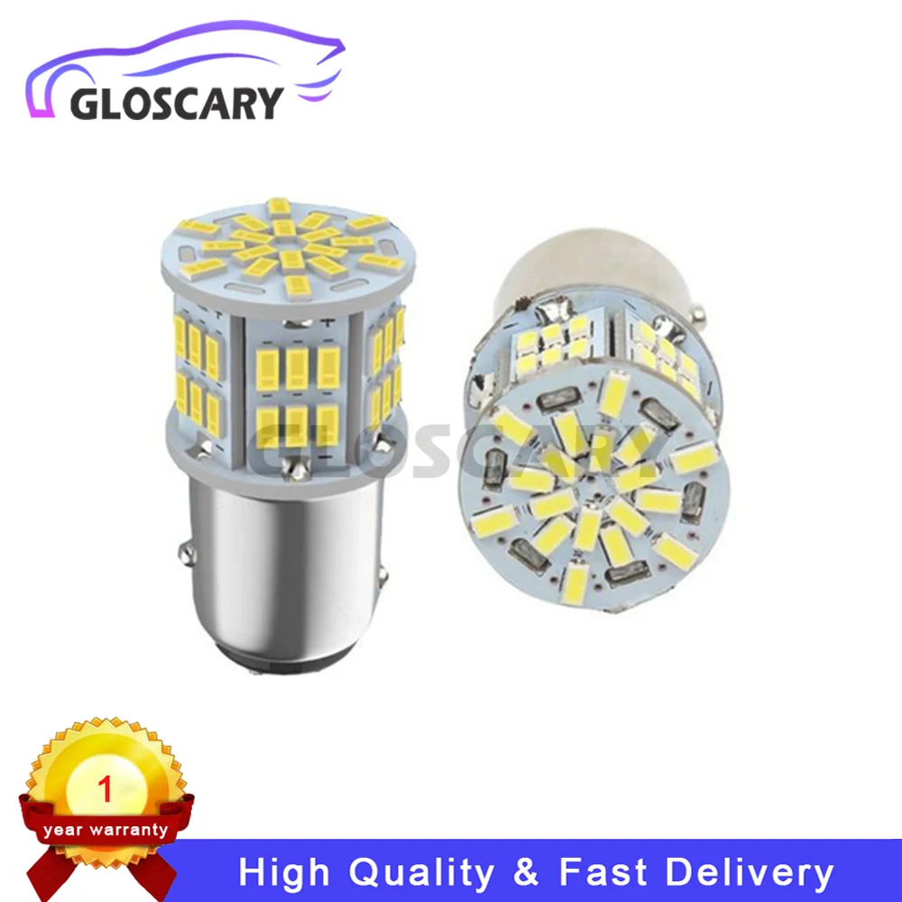 

2 шт. светодиодная лампа стоп-сигнала P21/3W 1157 BAY15D 12V-24V 7528 2357 2057 BAY15D для прицепа автомобиля RV 54SMD 3014 чипсет белый свет