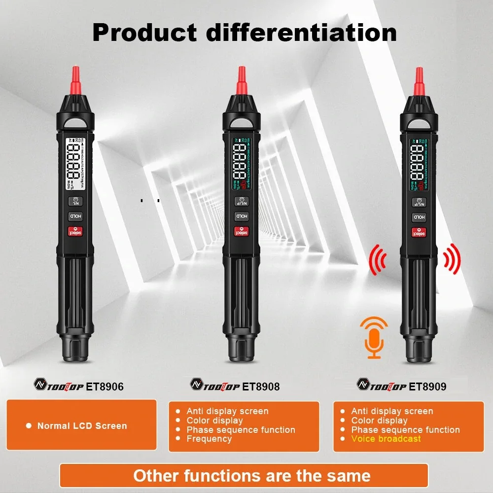 TOOLTOP Stift Typ 6000 Zählt True RMS Digital-Multimeter + Spannung Test Stift + Phase Sequenzen Meter 3 In 1 stimme Broadcast Auto