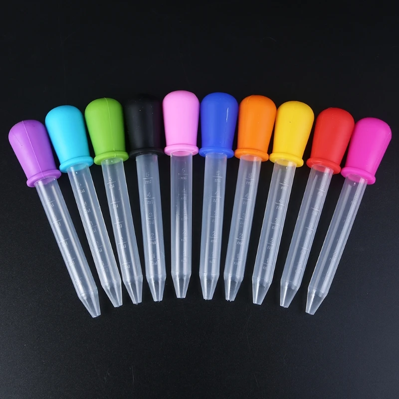 

10 Pcs/set Pipettes Liquid Droppers for Candy Sweet Kids Infant Pipettes Kitchen Gummy Mold Crafts 5 ML 10 Colors