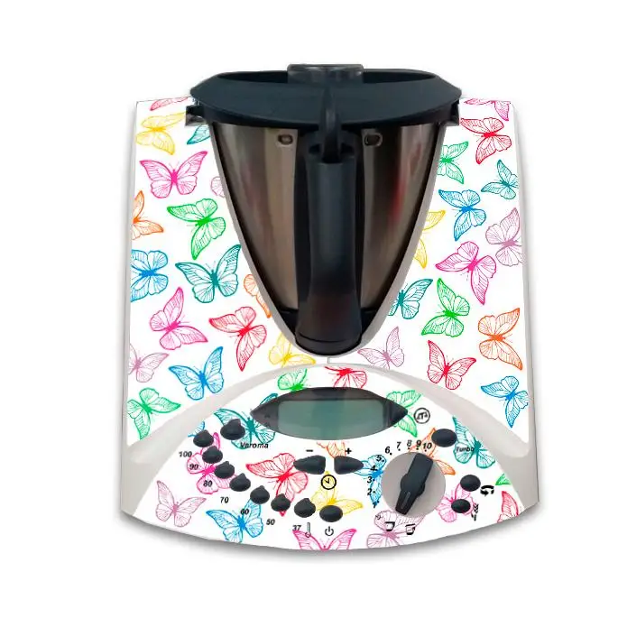 Apcym Vinilo Adhesivo para Thermomix TM31 Protege tu máquina de cocinar del polvo, sol, luz, humedad, grasa, manchas MODELO MARIPOSAS DE COLORES