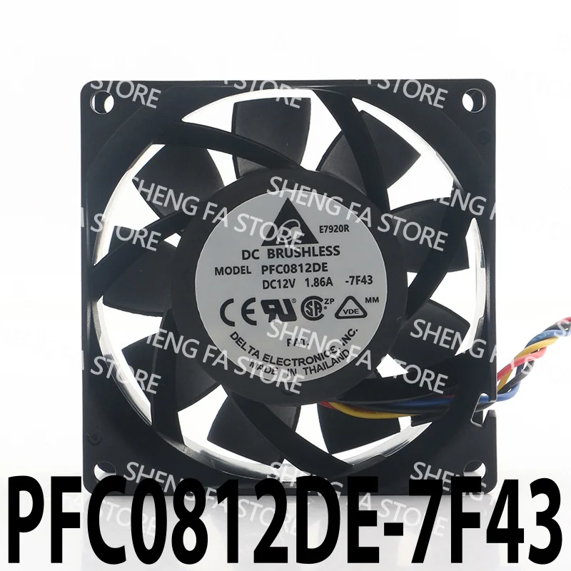 4-wire High air Volume Pressurized Ball Bearing Delta 24V 48V DC 12V 1.86A AC EC 8038 80X80X38MM 8CM PFC0812DE-7F43 Cooling Fan